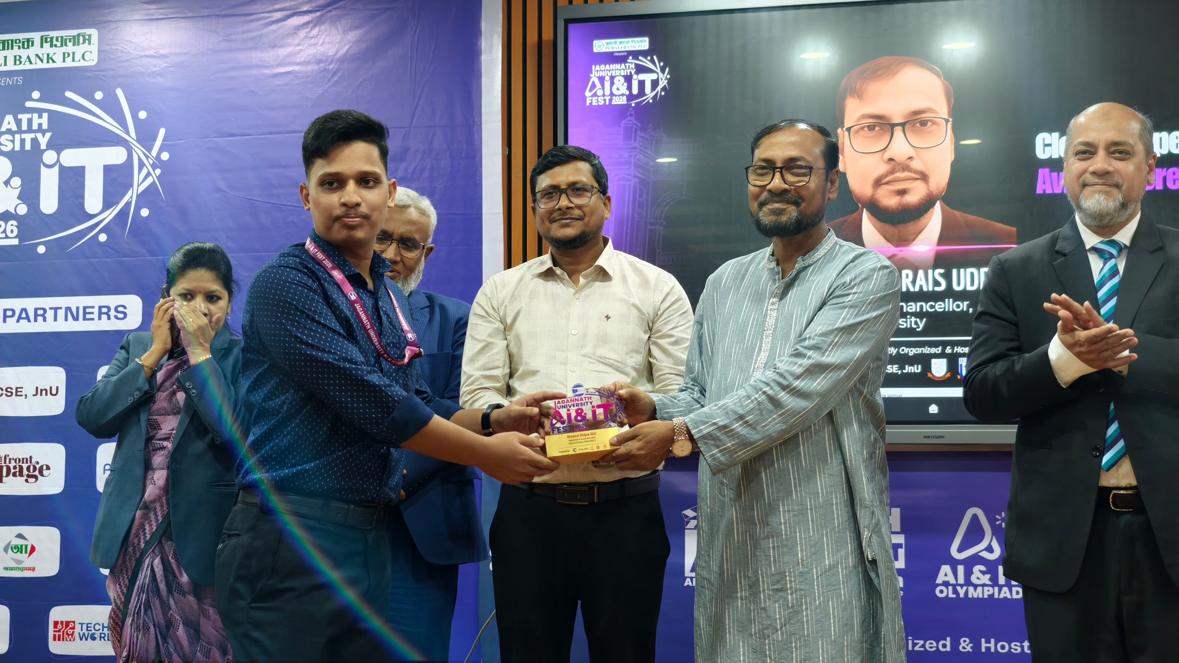 Receiving crest as Segment Director of Brainchild 2.0 and Co-Chair at JnU National AI & IT Fest 2026